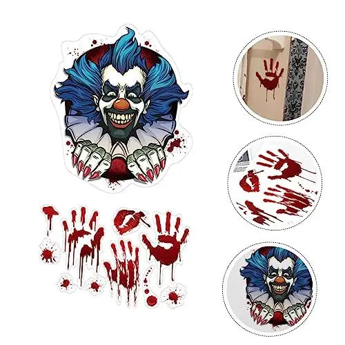 Produktbild: Anneome Realistischer Pvc-clown-halloween-toilettensitz-aufkleber Handabdruck Für Badezimmer- 1 Set Dekorativer Aufkleber