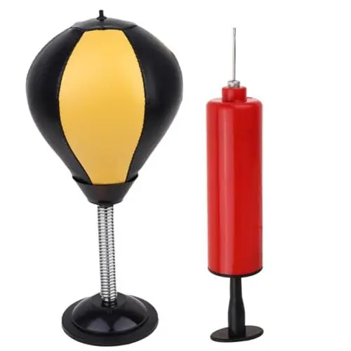Produktbild: Anneome 1stück Desktop Punching Mit Saugnapf Kompakter Boxball Für Stressabbau Im Büro Oder Zuhause Luftpumpen-zubehör Gelb Und Schwarz