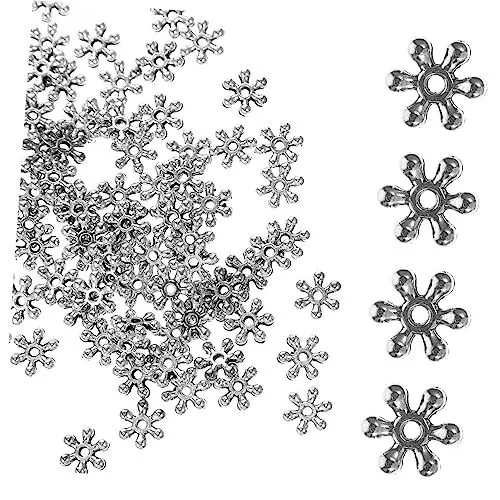 Produktbild: Anneome Kreieren Sie Einzigartigen Schmuck 200 Stück Perlen in Schneeflockenform Abstandsperlen für Halsketten Ohrringe Armbänder