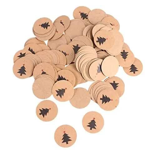 Produktbild: Anneome 200st Weihnachtsanhänger Aus Rundem Kraftpapier Geschenketiketten Runde Etiketten Weihnachtsgeschenkanhänger Kraft-geschenkanhänger Weihnachtsetiketten Zum Aufhängen Karton