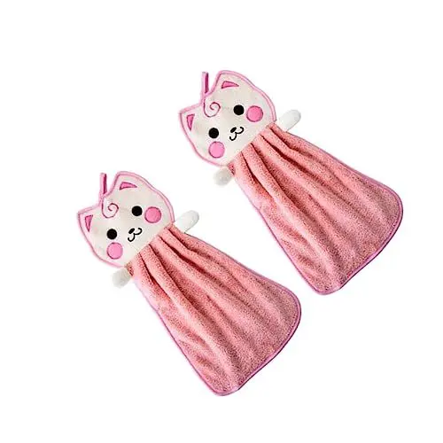 Produktbild: Anneome 2St Handtücher hygienetücher Drying Towel Bad trockentuch Reinigungstuch Badetuch Geschirrtücher zum Spülen von Geschirr Fleece-Handtuch Mikrofasertuch Geschirrspüllappen Rosa