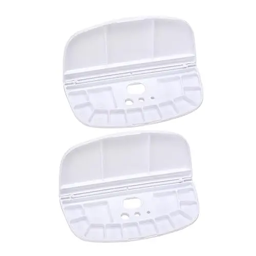 Produktbild: Anneome 2St ovale Palette Tablett für Kunstmalerei DIY handliche Farbwanne Farbwannengerät Kunstmalereibedarf Malbrett Malkasten für die Schule Farbtafel studentischer Farbkasten pp Weiß