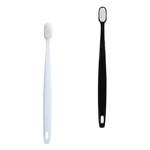 Produktbild: Anneome 2 Stück Erwachsene Zahnbürste mit Ultra Feinen Borsten für Zahnfleischpflege Ergonomisches Design Schwangere und Senioren
