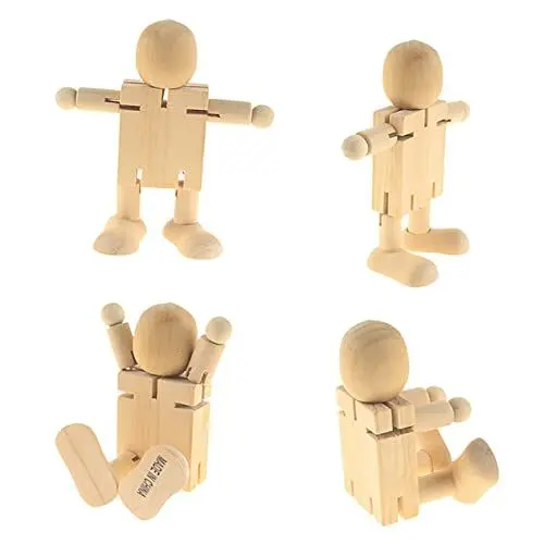 Produktbild: Anneome 2 Stück Pädagogisches Kinder Bastelspielzeug Für Kinder Bemaltes Handwerk Aus Holz Roboter Ornament DIY Unvollendete Puppen Holz Roboter Mit Beweglichen Gelenken