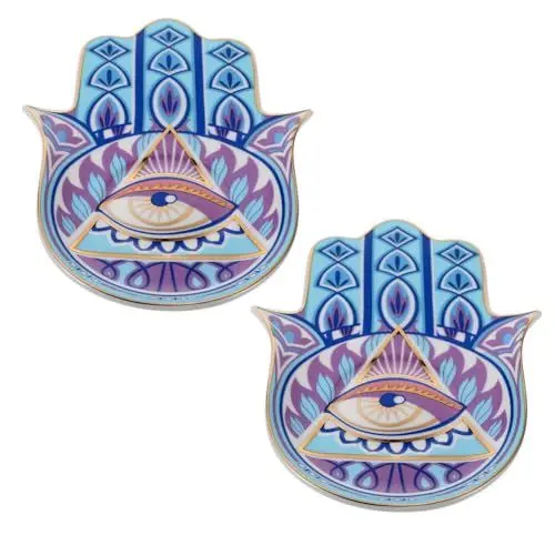 Produktbild: Anneome 2stücke Evil Eye Hand Jewelry Holder Keramik Schmucktablett Dekorativer Organizer Für Ringe Ohrringe Und Kosmetik Ablage Serviertablett Für Zuhause