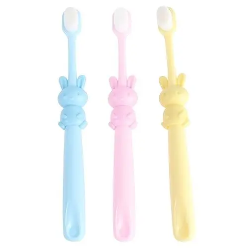 Produktbild: Anneome 3stücke Kinderzahnbürste Manuell Für Cartoon-form Mundpflege-werkzeug Aus Hochwertigem Material Sicher Und Langlebig Mit Ergonomischem Design Für Kleine Hände Kaninchen