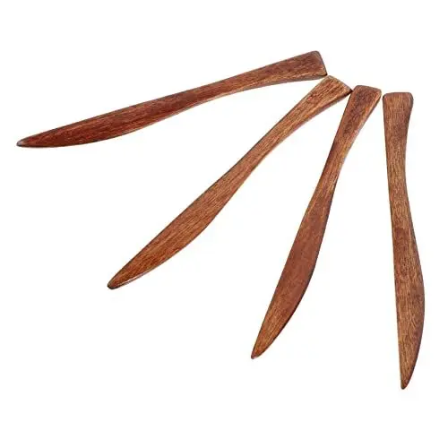 Produktbild: Anneome 4 Stück Phoebe Marmeladenmesser Holzbrotmesser Butter Cupcake- Kippmesser Streichmesser Cocktailmesser-spreizer Marmeladenmesser Aus Holz Käse Aus Holz Kind Bilden Pizza-spatel