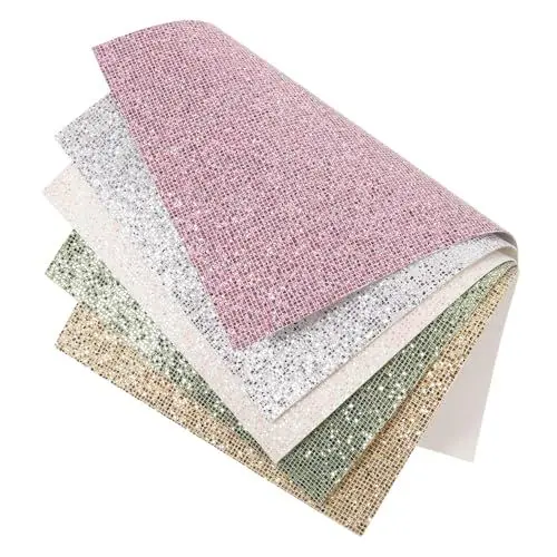 Produktbild: Anneome Pu-lederblätter Zum Basteln – 5er-pack Glitzerleder Für Handgefertigte Projekte