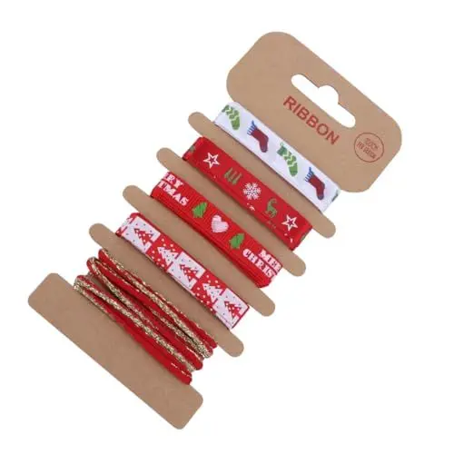 Produktbild: Anneome Dekoratives Weihnachtsband für Feste 1 m 5 Muster Sackleinenband für Kunsthandwerksverpackungen
