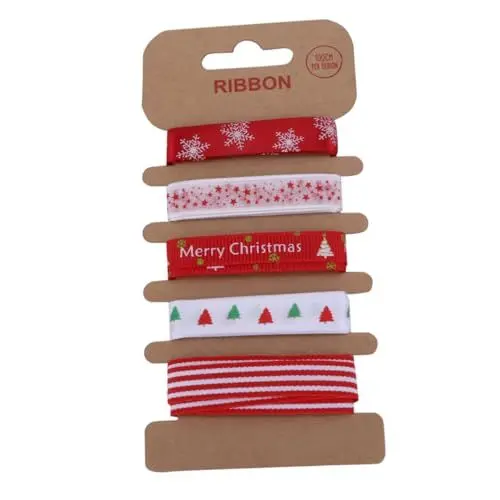 Produktbild: Anneome Weihnachtsdekoband-set 1 M 5 Muster Für Party-ornamente Oder Feiertags-schrankdekor Sicherer Stoff
