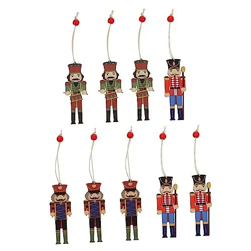 Produktbild: Anneome 9pcs Nussknacker Baum Ornament En Holz Walnuss Soldat Ornamente Weihnachten Baum Dekoration Ornament