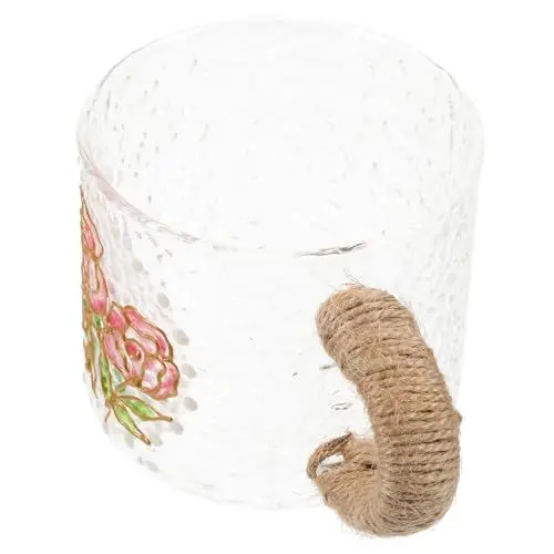 Produktbild: Anneome Elegante Blumen Teetasse Glasbecher Seil Griff Retro Wasserbecher