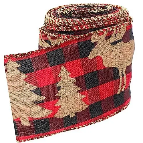 Produktbild: Anneome Weihnachtsleinenband ribbon weihnachtsband christbaum christmas dekoration party kariertes Bastelband Christbaumschmuck Weihnachtsgeschenkband weihnachtsfestband Leinen-