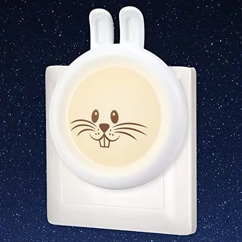 Produktbild: Nachtlicht Steckdose Kinder Hase Motiv mit Dämmerungssensor, Wand LED Steckdosenlicht, Baby Stilllicht, Nachtlampe Innenbereich für Flur Treppe Ecke, Niedliche Kinderzimmer Schlummerleuchten