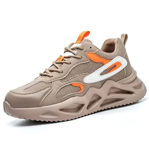 Produktbild: Annvia Arbeitsschuhe Sicherheitsschuhe Herren Damen Leicht Stahlkappenschuhe Atmungsaktiv rutschfeste Arbeitsturnschuhe Sneakers mit Stahlkappe S1 Gelb größe 41