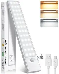 Produktbild: ANOPU Schrankbeleuchtung mit Bewegungssensor, 39 LED Unterbauleuchte Küche mit 3 Farbmodi&Stufenlosem Dimmen, Wiederaufladbare USB Unterschrankbeleuchtung für Kleiderschrank/Treppe/Schlafzimmer/RV