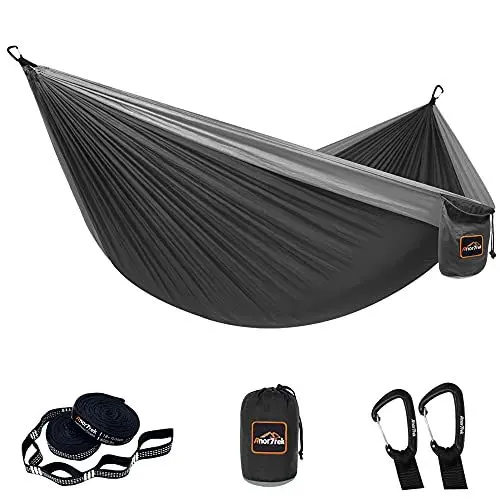 Produktbild: AnorTrek Camping Hängematte, Doppel- oder Einzel-Parachute Hängematte mit Zwei Baumriemen, Leichtgewichtige tragbare Hängematte für Camping, Wandern, Backpacking