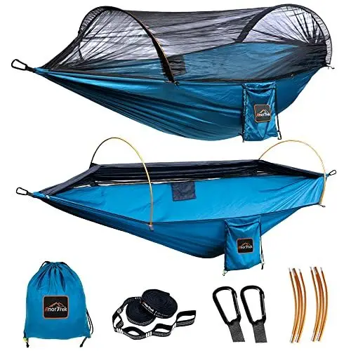 Produktbild: AnorTrek Professionelle Camping-Hängematte mit Moskitonetz, leichte tragbare Doppel-Hängematte, 230T Nylon-Hängematte für Camping, Wandern, Garten, Rucksackreisen