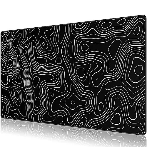Produktbild: Anpollo Gaming Mauspad XXL Groß Mousepad mit Wasserdicht und rutschfest Gummi für PC, MacBook, Studium, Laptop, Gaming Computer, Zuhause - Schwarz Topographisch 900 x 400 mm