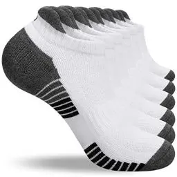 Produktbild: anqier 6 Paar Sneaker Socken Herren 43-46 39-42 35-38 47-50 Baumwolle Sportsocken Damen Gepolsterte Laufsocken Schwarz Weiß Grau Atmungsaktiv Kurz socken