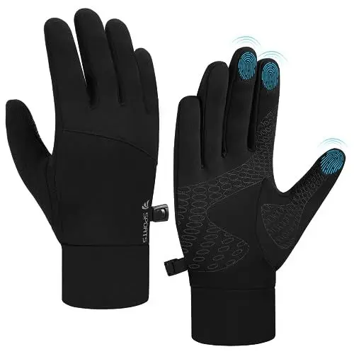 Produktbild: anqier Touchscreen Handschuhe Herren Damen Rutschfest Winddicht Fahrradhandschuhe Thermo Winterhandschuhe softshell handschuhe für Radfahren Laufen Fahren Joggen Skifahren Schwarz