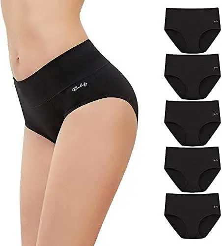 Produktbild: anqier Unterhosen Damen, 5er Pack Stretch Baumwolle Hohe Taille Slips Damen Atmungsaktiv Panties Weich Frauen Unterwäsche