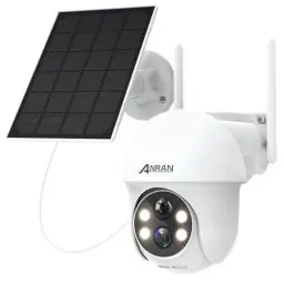 Produktbild: ANRAN 2K HD Überwachungskamera Aussen Akku WLAN, 360 ° Schwenkbare Dome-Kamera mit Solarpanel, PIR menschliche Erkennung, Farbige Nachtsicht, 2-Wege-Audio, Q01 Weiß