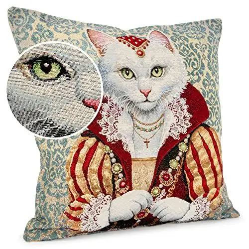 Produktbild: ANRO Kissenbezug Dekokissen Kissen Sofakissen Kissenbezüge Kissenhülle Gobelin Königin 45x45cm ohne Füllung
