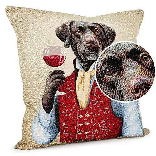 Produktbild: ANRO Kissenbezug Dekokissen Kissen Sofakissen Kissenbezüge Kissenhülle Gobelin Labrador 45x45cm ohne Füllung