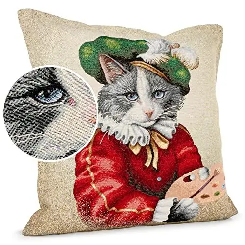 Produktbild: ANRO Kissenbezug Dekokissen Kissen Sofakissen Kissenbezüge Kissenhülle Gobelin Maler 45x45cm ohne Füllung