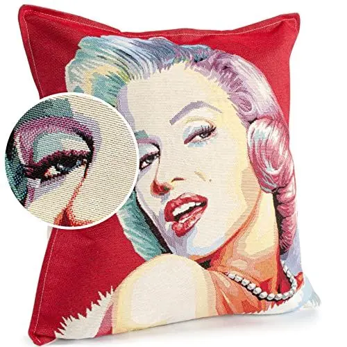 Produktbild: ANRO Kissenbezug Dekokissen Kissen Sofakissen Kissenbezüge Kissenhülle Gobelin Motiv Marilyn Monroe 45x45cm ohne Füllung