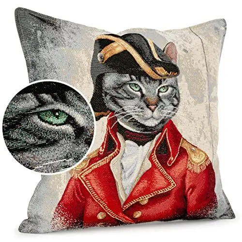 Produktbild: ANRO Kissenbezug Dekokissen Kissen Sofakissen Kissenbezüge Kissenhülle Gobelin Offizier 45x45cm ohne Füllung