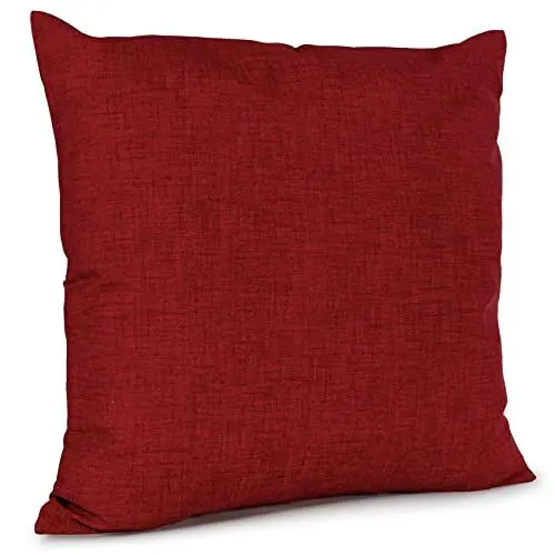 Produktbild: ANRO Kissenbezug Kissenhülle Kissen Sofakissen Zierkissen Deko Kissenbezüge Leinenoptik Rot 50x50cm ohne Füllung