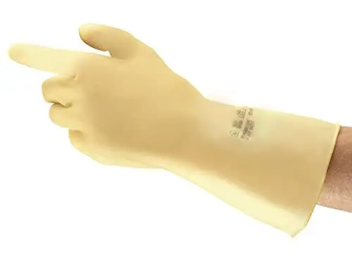 Produktbild: Comasec & Marigold Ansell AlphaTec 87-137 Chemikalienschutz-Handschuhe aus Latex, Exzellente Flexibilität, hoher Tragekomfort und gute Fingerbeweglichkeit, Damen Herren, Weiß, Größe XS (1 Paar)