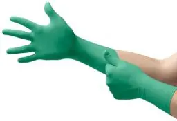 Produktbild: Ansell TouchNTuff 92-605 Nitril Einweghandschuhe Puderfrei, Professionelle Schutzhandschuhe für Chemie und Mechanik, Lebensmittel Einmalhandschuhe, Latexfrei, Grün, Größe L (100 Handschuhe)