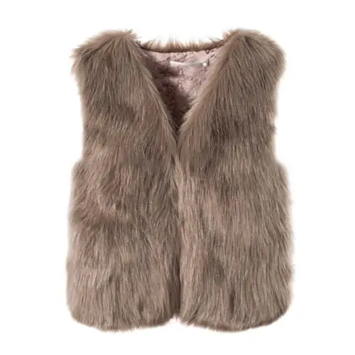 Produktbild: Ansenesna Ärmellose Weste Damen Fell Winter Mantel Damen Kurz Ärmellos Flauschig Fellweste Warm Elegant Kunstfell Wintermantel Frauen Ohne Kapuze Felljacke Pelz Plüsch Kurzmantel