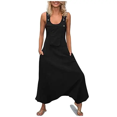 Produktbild: Ansenesna Jumpsuit Haremshose Damen Sommer Lang Harem Jumpsuits Damen Elegant Kuschelig Eleganter Overall Frauen Einteiler Locker Latzhose Weit Onesie Einfarbig Romper