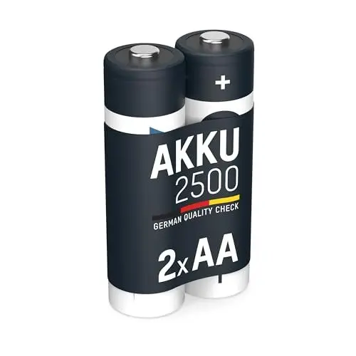 Produktbild: ANSMANN Akku AA Mignon 2500mAh 1,2V NiMH - wiederaufladbare Batterien AA Akkus maxE (geringe Selbstentladung & vorgeladen) ideal für Spielzeug, Funk-Tastatur/Maus, Wii & Xbox Controller (2 Stück)