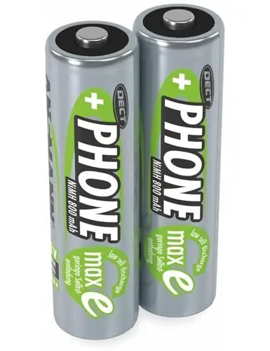 Produktbild: ANSMANN Akku AA Mignon 800 mAh 1,2V NiMH für Schnurlostelefon 2 Stück - Wiederaufladbare Batterien mit geringer Selbstentladung maxE - Akkus ideal für DECT Telefon schnurlos - Rechargeable Battery