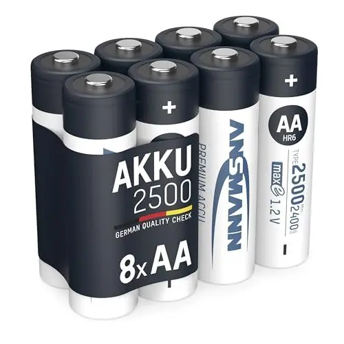 Produktbild: ANSMANN Akku Mignon AA LR06 min. 2400 mAh 1,2V NiMH, 8 Stück, wiederaufladbar, ideal für Spielzeug, Kamera, Fernbedienung, Taschenlampe, Uhr, Wecker, technische Geräte