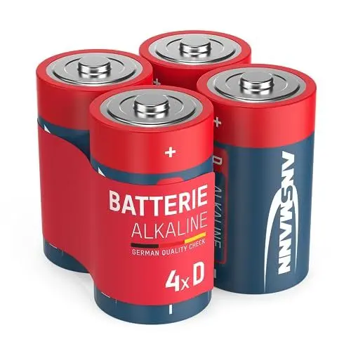 Produktbild: ANSMANN Alkaline Batterien Mono D LR20 1,5V, 4 Stück, langlebig & auslaufsicher, ideal für Radio, Modellbau, LED Taschenlampe, Spielzeug