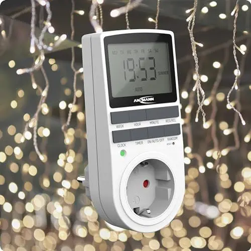 Produktbild: ANSMANN Zeitschaltuhr, Steckdose, digital mit 10 Schaltzeiten, LCD-Display, Zufallsfunktion, Sommerzeitschaltung, 3680W, Wochenzeitschaltuhr, weiß
