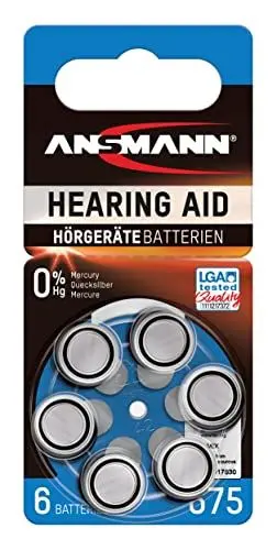 Produktbild: ANSMANN Hörgerätebatterien 675 blau 6 Stück - Zink Luft Hörgeräte Batterien Typ 675 P675 ZL1 PR44 mit 1,4V - Knopfzelle mit besonders langer Laufzeit für Hörgerät Hörverstärker & Hörhilfe