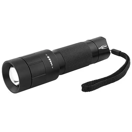 Produktbild: ANSMANN LED Taschenlampe M350F inkl. AAA Batterien - Outdoor LED Arbeitsleuchte 320 Lumen & 5 Funktionen - Handlampe mit stufenloser Fokussierung für Camping & Werkstatt - Spritzwassergeschützt IP54