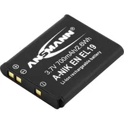 Produktbild: ANSMANN Li-Ion Akku A-Nik EN EL 19 3 7V / Typ 700mAh / Leistungsstarke Akkubatterie für Foto Digitalkameras - der perfekte Ersatzakku für Nikon Digicam uvm.