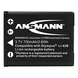 Produktbild: ANSMANN Li-Ion Akku A-Oly Li 42B 3 7V / Typ 700mAh / Leistungsstarke Akkubatterie für Foto Digitalkameras - der perfekte Ersatzakku für Olympus Digicam uvm.