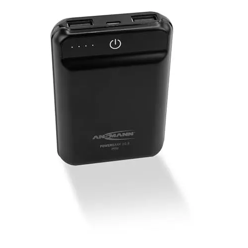Produktbild: ANSMANN Mini Powerbank 10.000 mAh & 2,1 A Ausgang - Kleine Power Bank mit 2 USB Ports & LED Statusanzeige - Ladegerät für Smartphones, kabellose Kopfhörer, Tablets, Kindle, UVM.