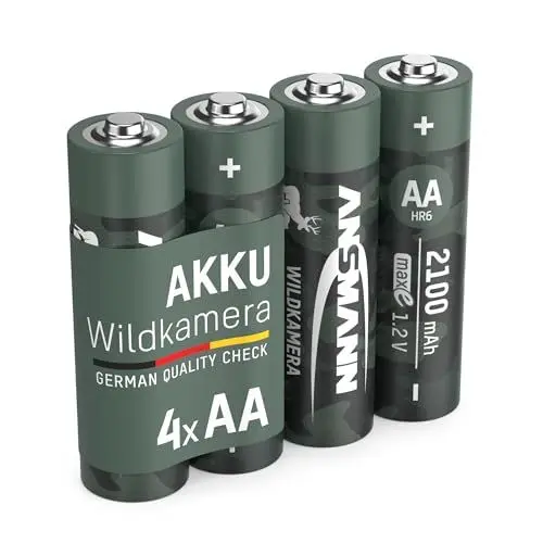 Produktbild: ANSMANN Wildkamera Akku Mignon AA LR06 2100 mAh 1,2V NI-MH, 4 Stück, wiederaufladbar, für Wildtierkamera Tierbeobachtung Nachtsicht Überwachung Ersatzakku