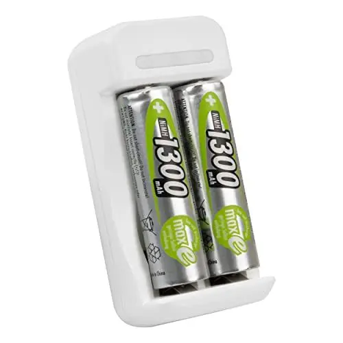 Produktbild: Ansmann Akku Ladegerät AA AAA für 1-2 NiMH Akkus Basic 2 Ladegerät mit Akkus - Akkuladegerät mit Timer & automatischer Abschaltung für wiederaufladbare Batterien inkl. 2 Mignon AA Accus 1300mAh