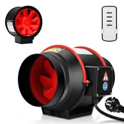Produktbild: Ansobea 150mm Rauchabzug Rohrventilator, 540m³/h Abluftventilator, Inline-Kanalventilator mit Fernsteuerung, 220V Leise Rohrlüfter, Kanalventilator für Badezimmer,WC,Gewächshaus,Küche(Schwarz Rot)